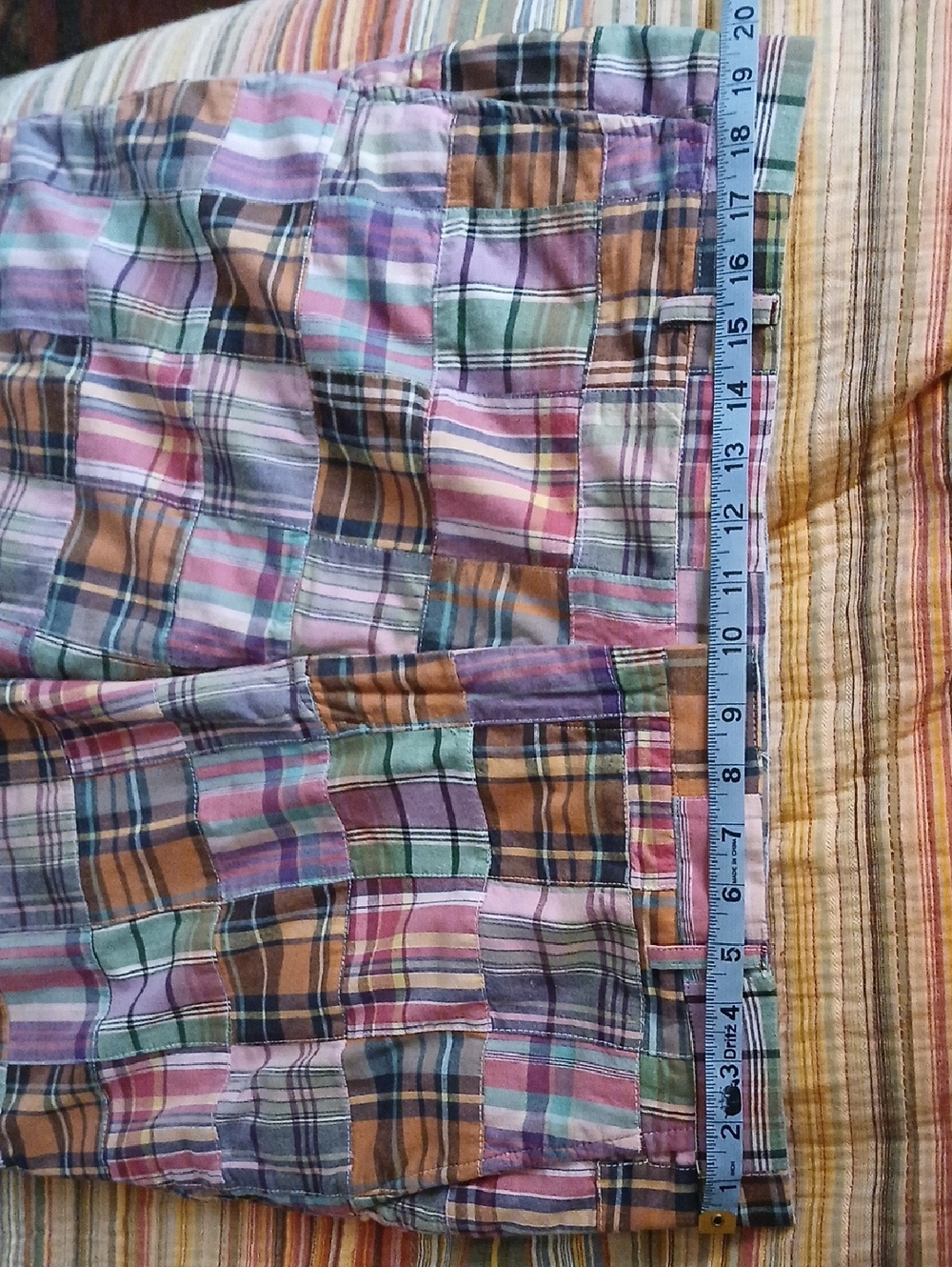 EUC - Classic Men's Colorful Madras Cotton Plaid Patchwork Shorts - 40 - Picture 7 of 10